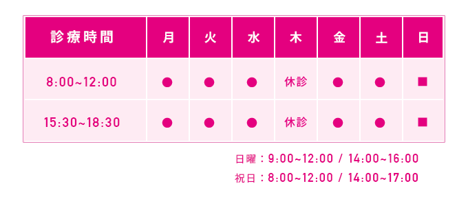 診療時間のご案内